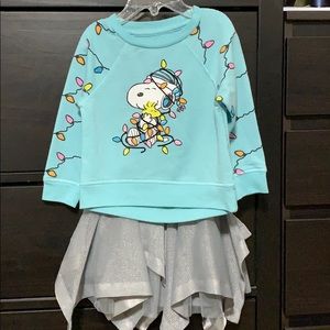 3 piece Peanuts snoopy sweatshirt and tulle skirt
